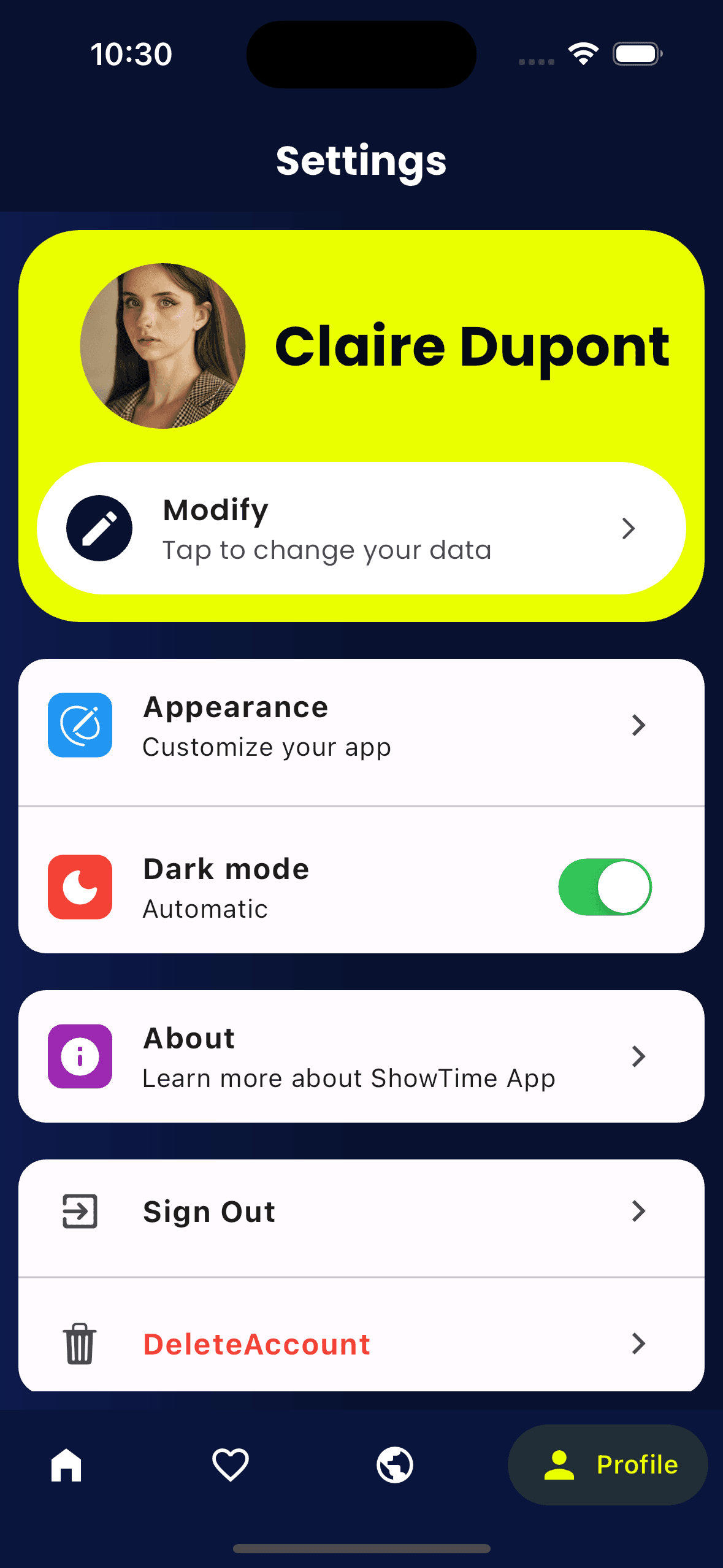 ShowTime app preview